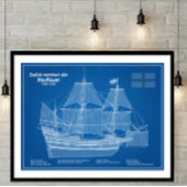 Mayflower - Ship Blueprint Plans ABD ポスター