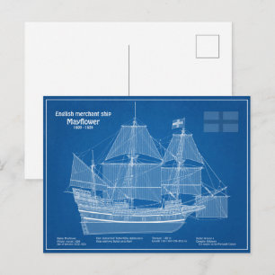 Mayflower - Ship Blueprint Plans ABD ポストカード