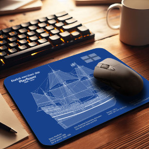 Mayflower - Ship Blueprint Plans ABD マウスパッド