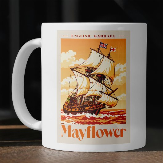 Mayflower Ship Vintage English Carrack Poster Art コーヒーマグカップ
