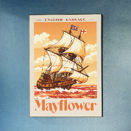 Mayflower Ship Vintage English Carrack Poster Art ポスター