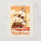 Mayflower Ship Vintage English Carrack Poster Art ポストカード (正面)