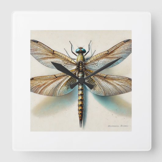 Mayfly Ephemera 071124IREF227 - Watercolor スクエア壁時計 (正面)
