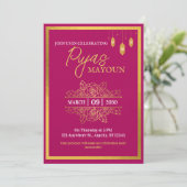 Mayoun Maroon and Gold Puja Invitation (スタンド正面)