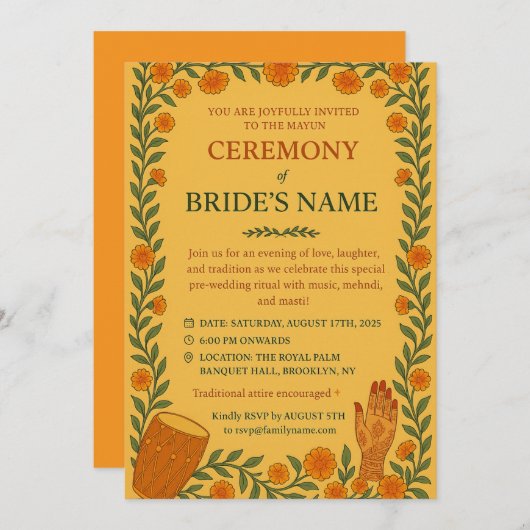 Mayun Sangeet Invite 招待状 (正面/裏面)