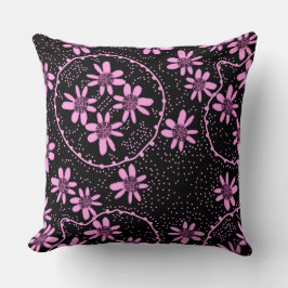 Mazフローラバブル水玉模様ブラックピンク クッション