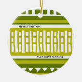 MAZ ストライプ リブ編み パターン 081 クリスマス セラミックオーナメント (正面)