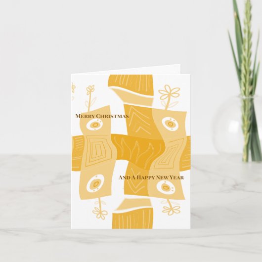 MAZ Noughts & Wavy Squares Check Ab 7a Christmas シーズンカード (正面)