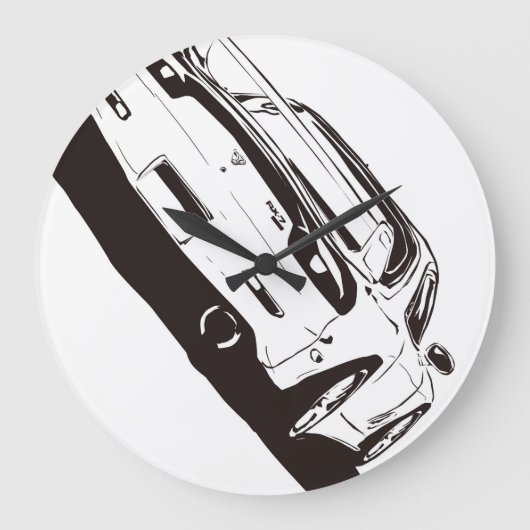 MAZDA FD3S RX-7 （リア）線画イラスト　壁掛け時計 ラージ壁時計 (正面)