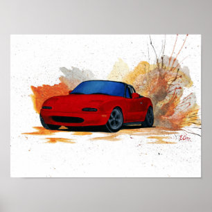 Mazda Miataの漂流の絵画 ポスター