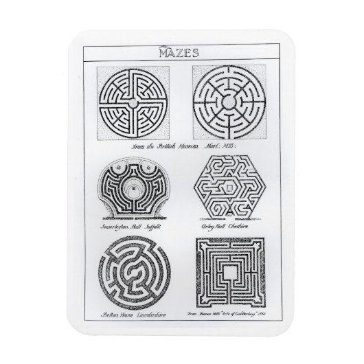 Mazes, c.1900 (版木、銅版、版画) (b/w写真) マグネット (縦)
