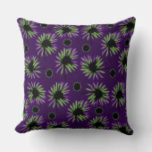 Mazipoodlesはっきりしたデイジー – パープルブラックグリーン クッション (正面)