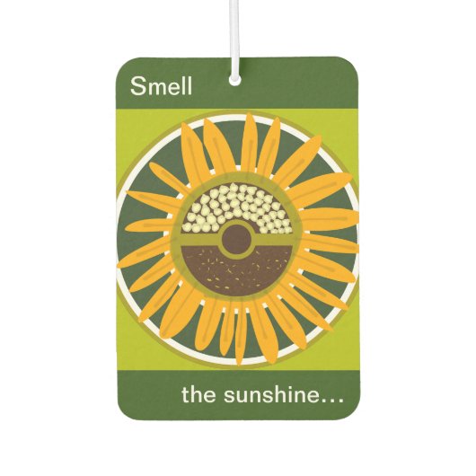 Mazipoodlesひまわり日差し：オリーブ緑イエロー カーエアーフレッシュナー (正面)