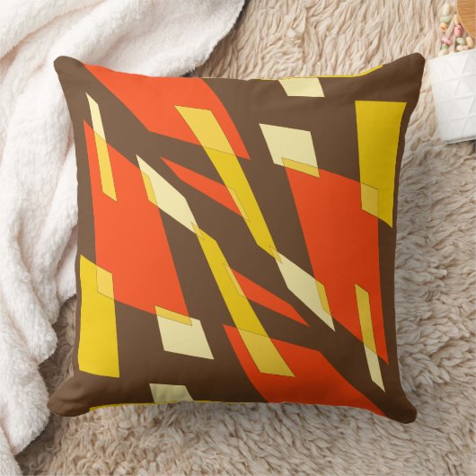 Mazipoodlesアブストラクション分析視点ブラウンオレンジ クッション (ブランケット)