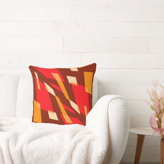 MazipoodlesアブストラクションPerspective Maroon Orange クッション (ソファ)
