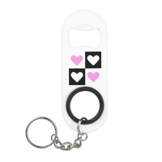 Mazipoodlesハート抽象ピンク キーホルダー栓抜き (正面)