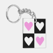 Mazipoodlesハート抽象ピンク キーホルダー (正面左)