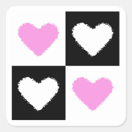 Mazipoodlesハート抽象ピンク スクエアシール