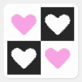 Mazipoodlesハート抽象ピンク スクエアシール (正面)
