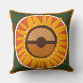 Mazipoodlesヒマワリの太陽の光：オレンジグリーン クッション (裏面)