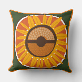Mazipoodlesヒマワリの太陽の光：オレンジグリーン クッション