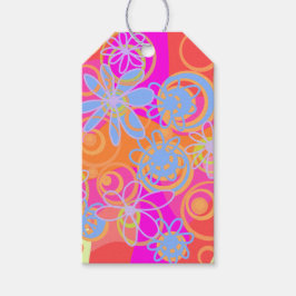 Mazipoodlesフローラバブル数々のピンクオレンジブルー ギフトタグ