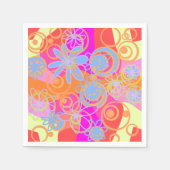Mazipoodlesフローラバブル数々のピンクオレンジブルー スタンダードカクテルナプキン (正面)