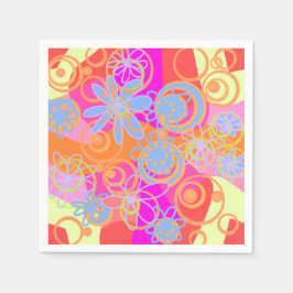 Mazipoodlesフローラバブル数々のピンクオレンジブルー スタンダードカクテルナプキン