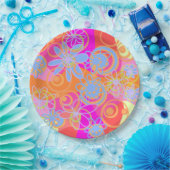 Mazipoodlesフローラバブル数々のピンクオレンジブルー ペーパープレート (パーティー)