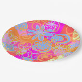 Mazipoodlesフローラバブル数々のピンクオレンジブルー ペーパープレート (アングル)