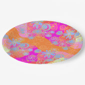 Mazipoodlesフローラバブル数々のピンクオレンジBlu2 ペーパープレート (アングル)