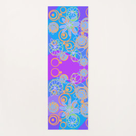 Mazipoodlesフローラバブル数々のブルーオレンジブルー ヨガマット