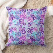 Mazipoodlesフローラバブル – 紫ブルーホワイト クッション (ブランケット)