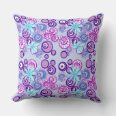 Mazipoodlesフローラバブル – 紫ブルーホワイト クッション (正面)