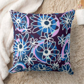 Mazipoodles愛する花 – インディゴブルー薄紫白 クッション (ブランケット)