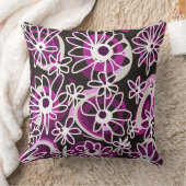 Mazipoodles愛する花 – 黒紫色の白 クッション (ブランケット)