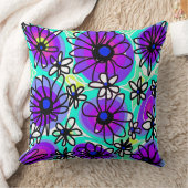 Mazipoodles愛の花 – ターコイズ紫ブラック クッション (ブランケット)