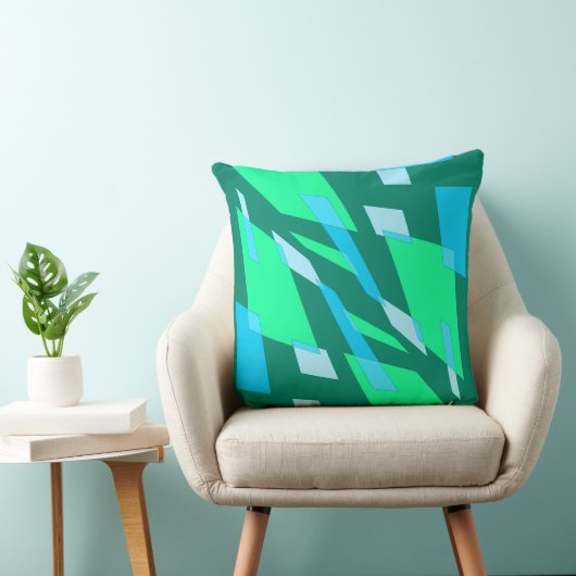 Mazipoodles抽象パースビューグリーンブルー クッション (椅子)