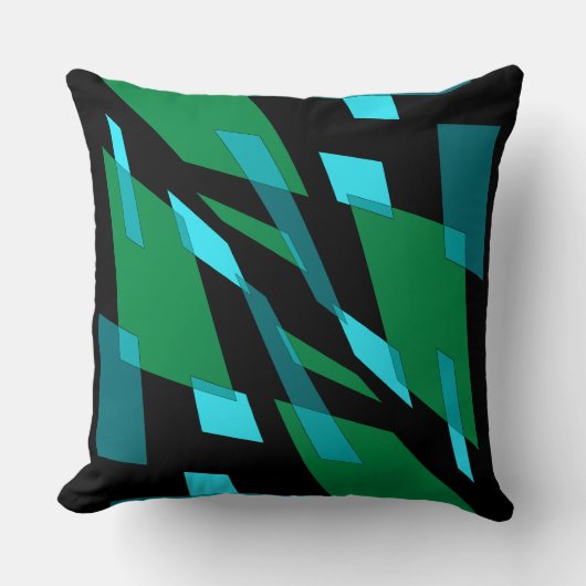 Mazipoodles抽象パースビューブラックグリーン クッション (正面)