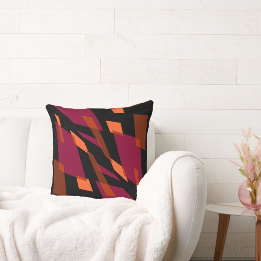 Mazipoodles抽象パースビューブラックマゼンタ クッション (ソファ)