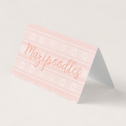 MAZIPOODLES フラワーストライプ リブ編み ニット 名前入り 名刺 (正面)