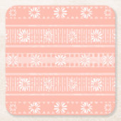 MAZIPOODLES Floral Striped Ribbed Knitting 202 スクエアペーパーコースター (正面)