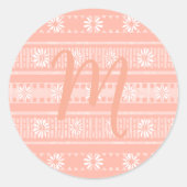 MAZIPOODLES Floral Striped Ribbed Knitting Card ラウンドシール (正面)