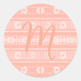 MAZIPOODLES Floral Striped Ribbed Knitting Card ラウンドシール