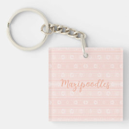 MAZIPOODLES Floral Striped Ribbed Knitting Name キーホルダー