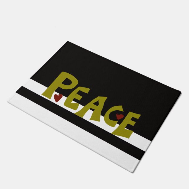 MAZIPOODLES Peace Olive Green ドアマット (アングル)