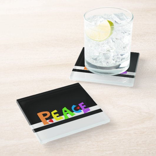 MAZIPOODLES Peace Rainbow ガラスコースター (アングル)