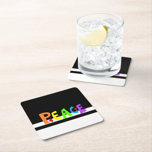 MAZIPOODLES Peace Rainbow スクエアペーパーコースター (インサイチュ)