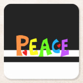 MAZIPOODLES Peace Rainbow スクエアペーパーコースター (正面)