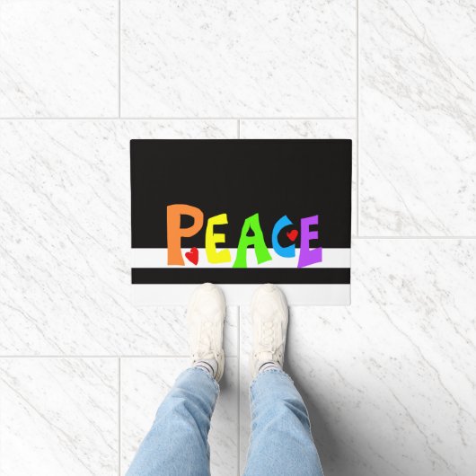 MAZIPOODLES Peace Rainbow ドアマット (室内)